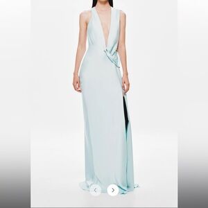 Misha Harlow Satin Dress Ice Blue XS